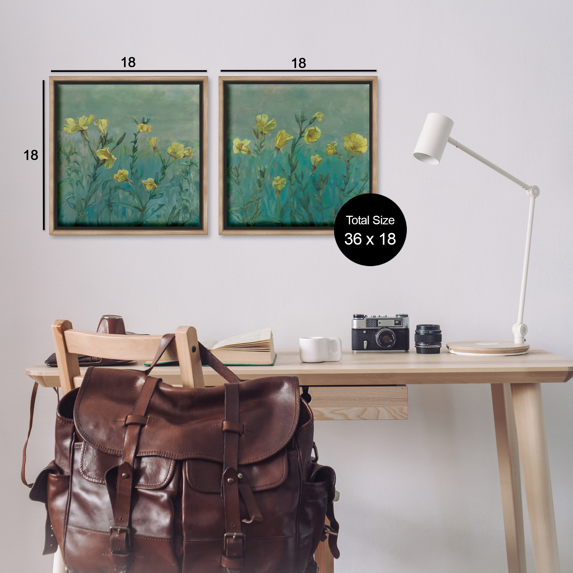Stupell Industries Evening Primrose Flower Unfurling Plants & Flowers Painting Brown Floater Framed Canvas Art Print Wall Art, 18 x 18, Set of 2