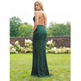 thumbnail image 3 of dinavian Women's Spaghetti Straps Sequin Party Dress Mermaid V Neck Bridesmaid Dresses with Slit, 3 of 4