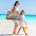 thumbnail image 7 of DIXRUYEE Beach Cooler Travel Tote Bags Beach Bag Fashion Flamingo in A Garden Of Colors Printed, 7 of 7