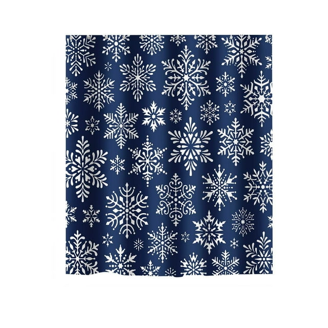 Wzzjkit Rideau de Douche en Polyester Imprimé Flocon de Neige Hiver Noël Salle de Bain