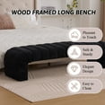 thumbnail image 2 of HIUU 70"Black Bench for Bedroom,Bed Benches for Foot of Bed with Streamline Design,Fabric Ottoman Bench with Soft Teddy Fabric,Modern Bedroom Benches for Living Room and Bedroom, Entryway, 2 of 9