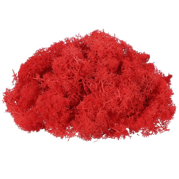 Uxcell 1 Pcs Preserved Reindeer Moss 17.6oz Fake Moss for Crafts Artificial Dried Moss for Decoration Red