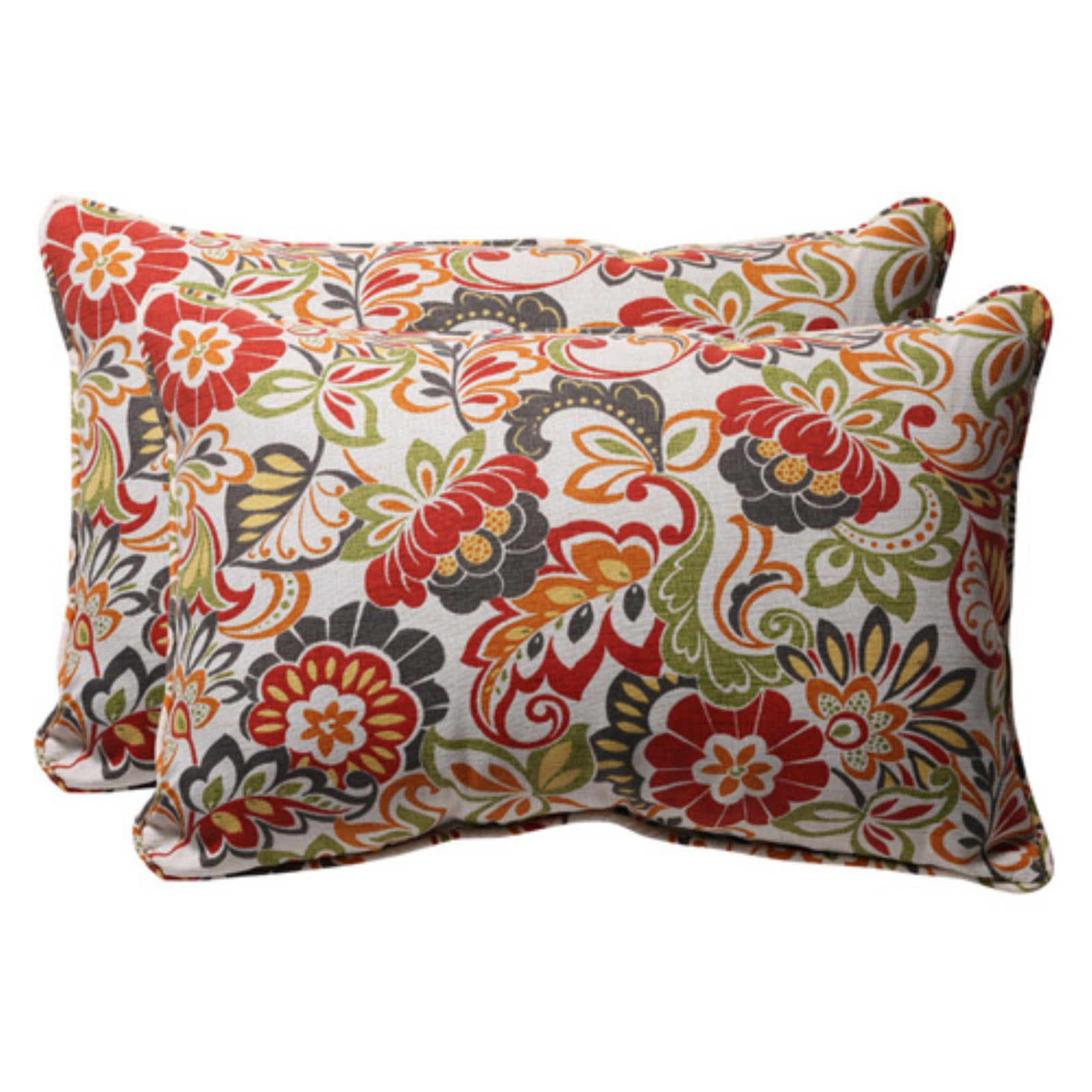 Red Pillow Perfect Indoor/Outdoor New Geo Corded Rectangular Throw Pillow Set 