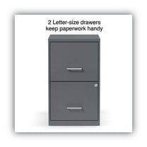 Alera Soho Vertical File Cabinet, 2 Drawers: File/File, Letter, Charcoal, 14" x 18" x 24.1"