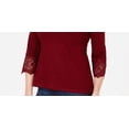thumbnail image 3 of Charter Club Women's Cotton Lace Trim Top Red Size Petite Medium, 3 of 3