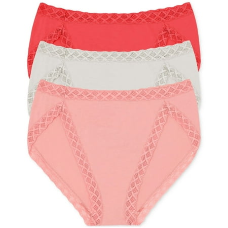 Natori HIBISCUS/LINEN/BLOSSOM Bliss French Cut 3-Pack Brief, US X-Small