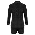 thumbnail image 6 of ZVNAΖH Men's Lace 2-Piece Set Geometric Crochet Long Sleeve Mandarin Collar Shirt & Shorts Summer Beach Vacation Outfit, 6 of 6