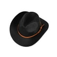 thumbnail image 2 of Deago Western Suede Cowboy Hat for Men Women Classic Roll Up Fedora Hat Cowgirl Cap with Buckle Belt (Black), 2 of 9