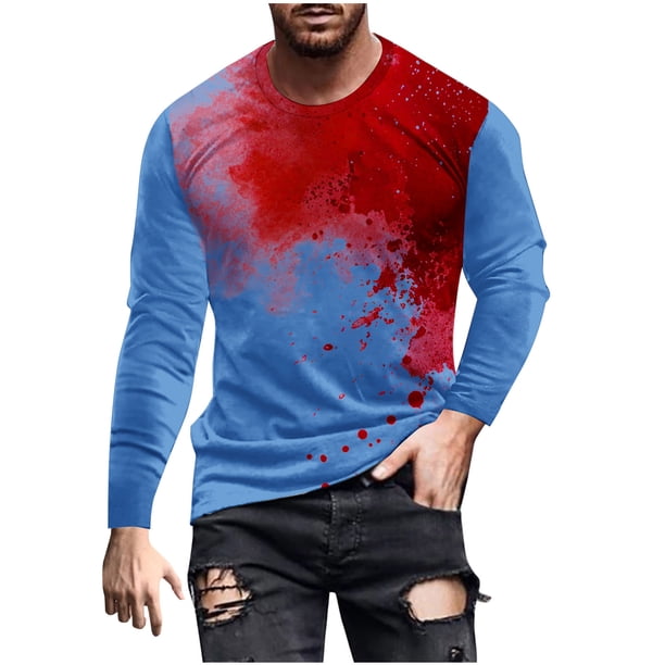 Blusas y camisas de manga larga y cuello redondo para hombre, camisetas casuales con estampado de moda y cuello redondo, blusas de licra de manga corta para hombre.