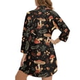 thumbnail image 2 of Xoenoiee Mushroom Leaves Star Print Women Swimsuit Cover Up V Neck Long Sleeve Button Front Beach Coverup Shirt Lapel Collar Beach Dress Blouse Plus Size, Size 3XL, 2 of 7