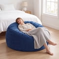 thumbnail image 4 of LOGYAT 3.5ft Bean Bag Chair, Memory Foam Filling, Washable Suede Cover, Reinforced Zipper, for Kids, Teens, Adults, Blue, 4 of 7