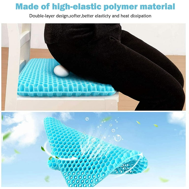 Wansimoo Gel Seat Cushion,Car or Office Chair Seat Cushion,for Pressure  Relief Pain,with Non-Slip Cover,Thickened Double Honeycomb Breathable