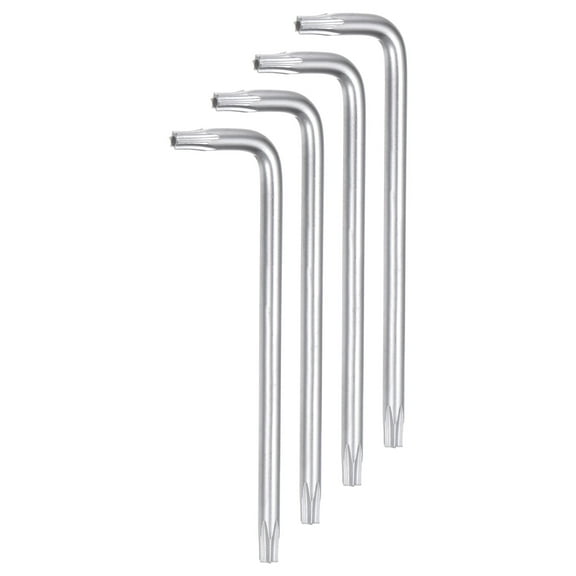 Uxcell 4pcs T10 Tamper Proof Torx Star Key Bit Wrench 2.2" L-Shaped 6 Points Wrenches CR-V Hand Tool