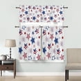 thumbnail image 4 of Semi-Sheer Rod Pocket Kitchen Valance and Tiers Set 24 Inch Length, Independence Day American Flag Stars Stripes and Fireworks Red and Blue Curtains Living Room Bedroom Bathroom Valance 3 Piece Set, 4 of 6