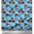 thumbnail image 1 of Soimoi Tissu Crêpe polyester Bleu Imprimé Feuilles & Roses au Mètre 52 Pouces de Large, 1 of 3