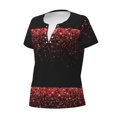 thumbnail image 2 of Naloa Red Glitter1 Print T-Shirts Short Sleeve V Neck Tees for Women Fashion Tops Trendy Lightweight Soft Casual Summer Outfits Clothes, 2 of 5