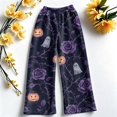 thumbnail image 5 of Fabrcox Womens Fleece Pajama Pants Halloween Funny Pumpkin Ghost Witch Womens Sleeping Pants Spooky Fall Winter Cozy Fluffy Wide Leg Pj Pants Women Gray XXL, 5 of 6
