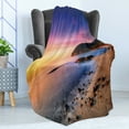thumbnail image 4 of Beach Soft Flannel Fleece Throw Blanket, Famous Mediterranean Sun Rise on the Coast Pebbles Tourism Serene View Print, Cozy Plush for Indoor and Outdoor Use, 60" x 80", Multicolor, by Ambesonne, 4 of 5