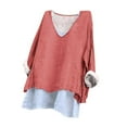 thumbnail image 5 of Admvng Plus Size Tops for Women Fashionable Solid V-neck Long Sleeved Linen Plus Size Women's Clothing S-5XL, 5 of 7