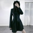 thumbnail image 3 of HAPIMO Sweatshirt for Women Bandage Cute Cat Ear Crop Pullover Tops Solid Color Long Sleeve Relaxed Fit Womens Hoodie Sweatshirt Teen Girls Clothes Black M, 3 of 9