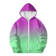 thumbnail image 3 of Girls Lightweight Hooded Jacket Kids Windproof Jacket with Pocket Girls Soft Zip Up Hoodie Kids Gradient Color Fashion Oversized Long Sleeve Sweatshirt Jacket Hooded Sweatshirt 4-12 Years, 3 of 8