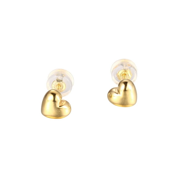 1K Yellow Gold High Polish Heart Stud Earrings