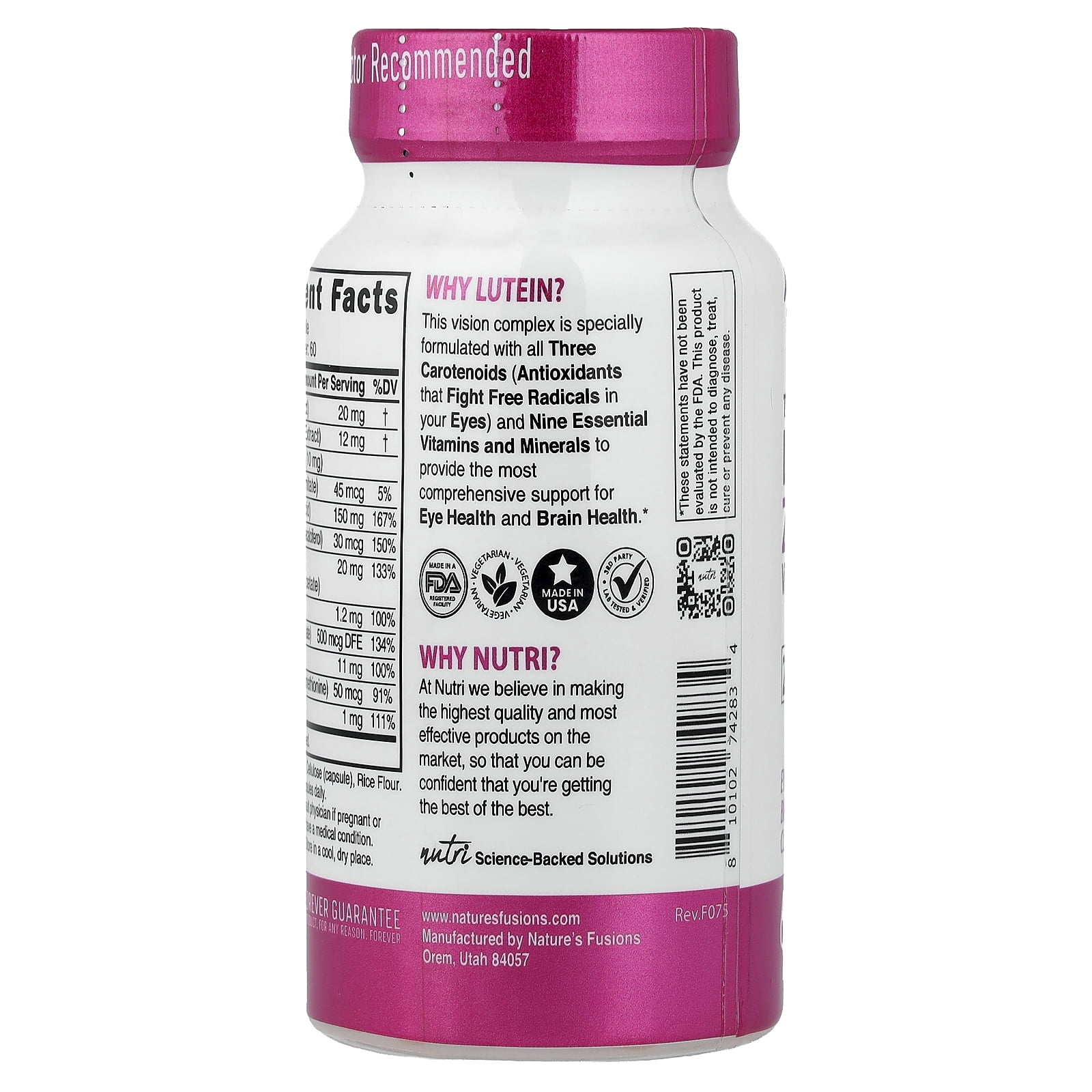 Nutri Lutein & Zeaxanthin+, 60 Vegan Capsules - Walmart.com