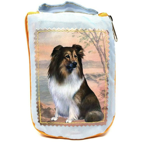 Sheltie Foldable Tote Bag - Durable, Waterproof - Zippered Market Tote