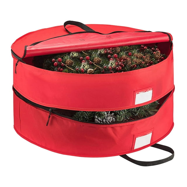 TechWave Conteneur de Rangement pour Couronne, Sacs de Rangement Empilables pour Couronne de Noël avec Fermeture Éclair et Poignées Support de Rangement pour Couronnes de Vacances Doublures de Plaques de Biscuits pour Cuisson Antiadhésives