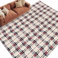 thumbnail image 2 of 5x7 Washable Area Rug, Buffalo Plaid Non-Slip Large Rectangle Rug for Living Room Bedroom, Retro Red Black Linen Pattern Indoor Floor Mat for Home Decor, 2 of 9