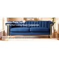 thumbnail image 5 of Newest Mid-Century Blue Velvet Sofa 3-Seater - Chesterfield Channel Tufted Design with Gold Metal Legs, Living Room Centerpiece, 5 of 13