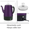 thumbnail image 4 of Moss & Stone Stone Stainless Steel Electric Coffee Percolator, 10 Cup, Purple with Keep Warm Function, 4 of 6