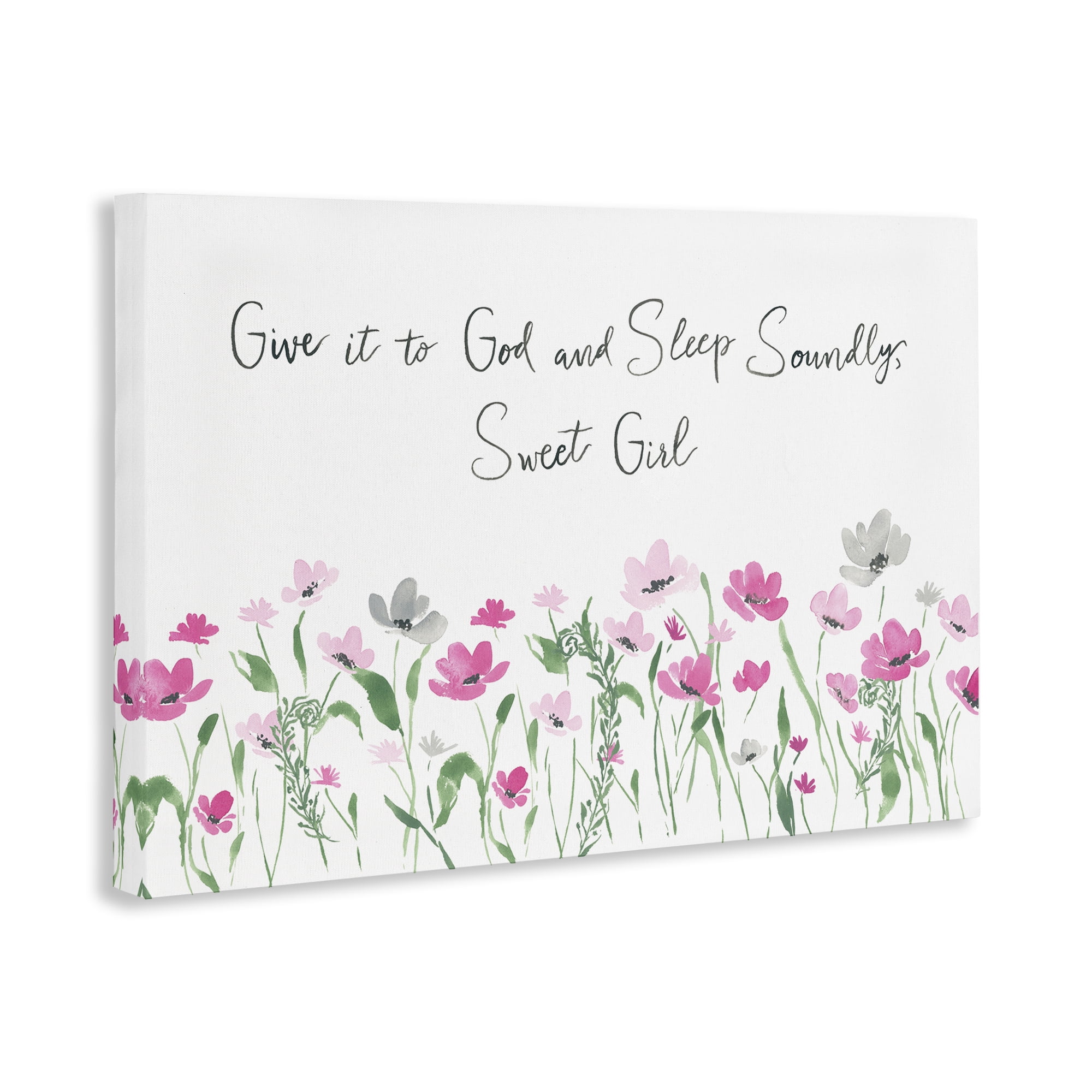Stupell Industries Sleep Soundly Sweet Girl Plants & Flowers Painting Wrapped Canvas Art Print Wall Art, 24 x 16