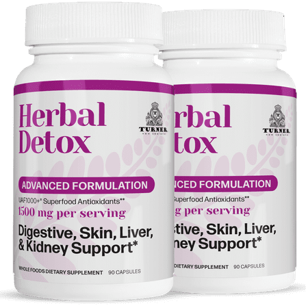 TURNER Herbal Milk Thistle Detox Cleanse Supplement for Liver & Kidney Health, 180 Capsules, 2 Pack