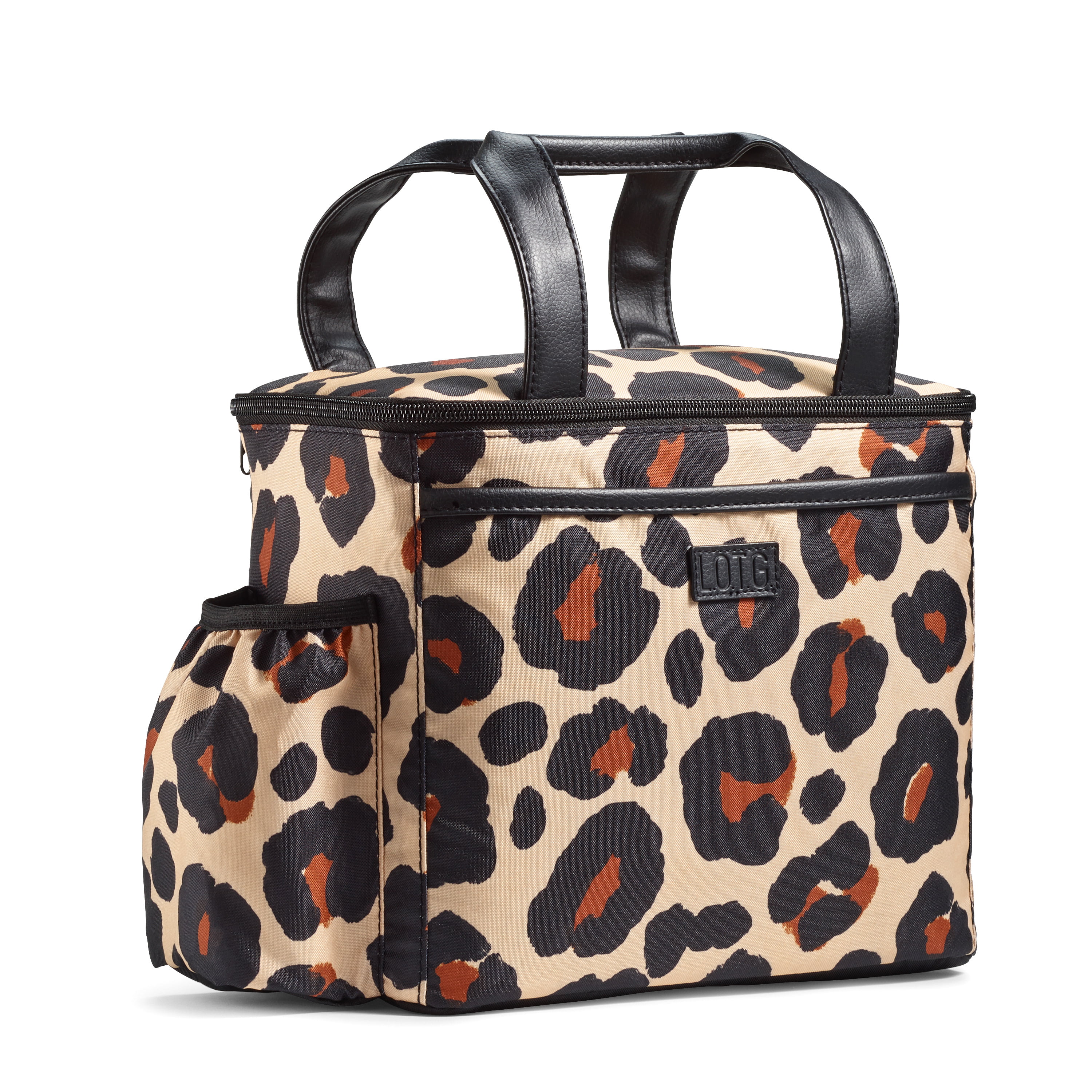 New Womens Large Size Trendy Leopard Print Top Handle Hand Bag With Side Pockets