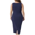 thumbnail image 4 of DARING DIVA Women's Plus Size Sleeveless Square Neck Midi Tank Dress 1X Navy Blue, 4 of 6
