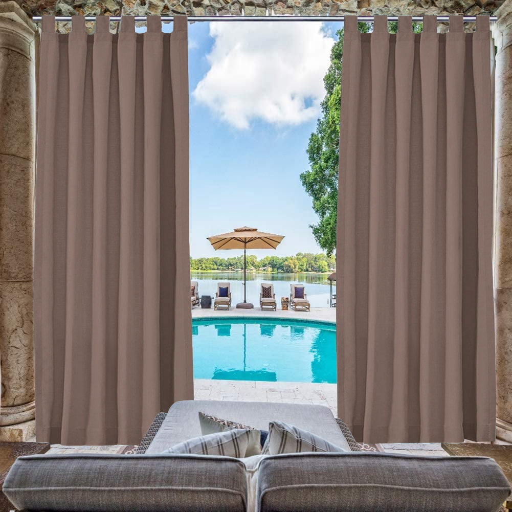 50" x 120" Indoor/Outdoor Thermal Insulated Solid Tab Top Single Curtains Drape for Patio, Taupe Grey