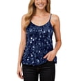 thumbnail image 2 of Sparkly Sequin Camisole Tops for Women V Neck Spaghetti Strap Shiny Sequins Cami Tank Top Rave Party Clubwear, 2 of 6
