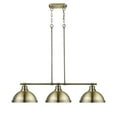 thumbnail image 2 of Golden Duncan 3 Light Linear Pendant, Aged Brass, Seafoam Shades - 3602-3LPAB-SF, 2 of 4