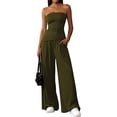 thumbnail image 4 of PRETTYGARDEN Summer Sets Women 2 Piece Outfits Asymmetrical Tube Tops and Pants Beach Vacation Airport Matching Lounge Set, 4 of 8