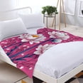 thumbnail image 3 of Vibrant Pink Floral Flannel Blanket - Soft Cozy Durable Design with Stylized Flowers & Buds for Sofa Travel Bed Chair, 3 of 7