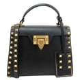 thumbnail image 1 of Pre-Owned Valentino Garavani Rockstud Alcove Small Grainy Calfskin Leather Top Handle Shoulder Bag Black, 1 of 11
