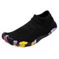 thumbnail image 3 of Domuza Women’s Barefoot Water Shoes, Breathable Knit Quick-Dry Swim Shoes with Colorful Non-Slip Sole for Beach, Pool, and Water Sports Black 11.5（EU-46）, 3 of 7