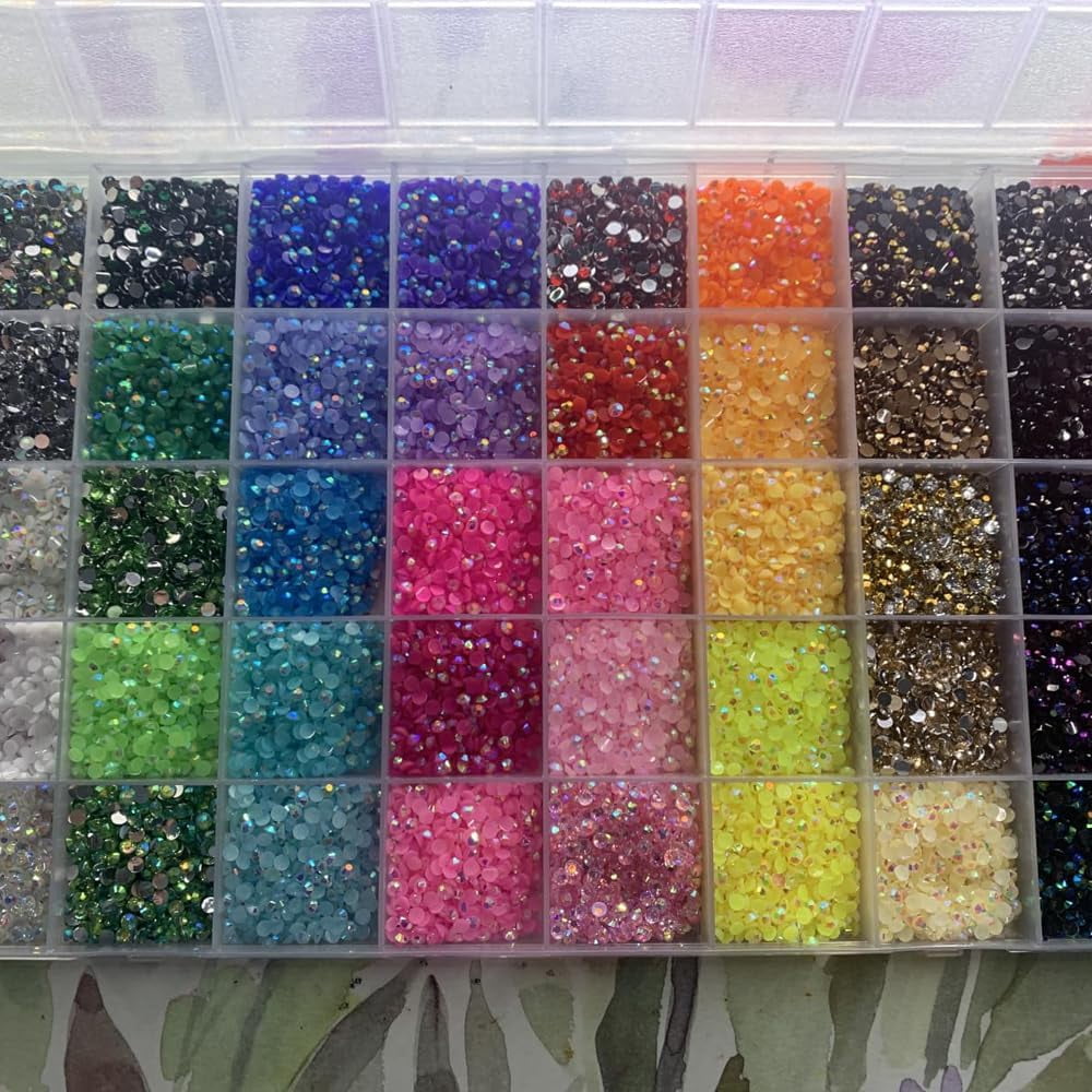 40 Colors Resin Jelly Rhinestones, 32000pcs Colorful DIY Resin Rhinestone Kit with Tools, Resin Jelly Rhinestones for Bedazzling Clothes, Shoes & Nails