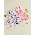 thumbnail image 3 of RUINIXCW Toddler Girl Halloween Jacket Pumpkin Ghost/Flower Bat Print Hooded Long Sleeve Coat Zipper Outerwear, 3 of 9