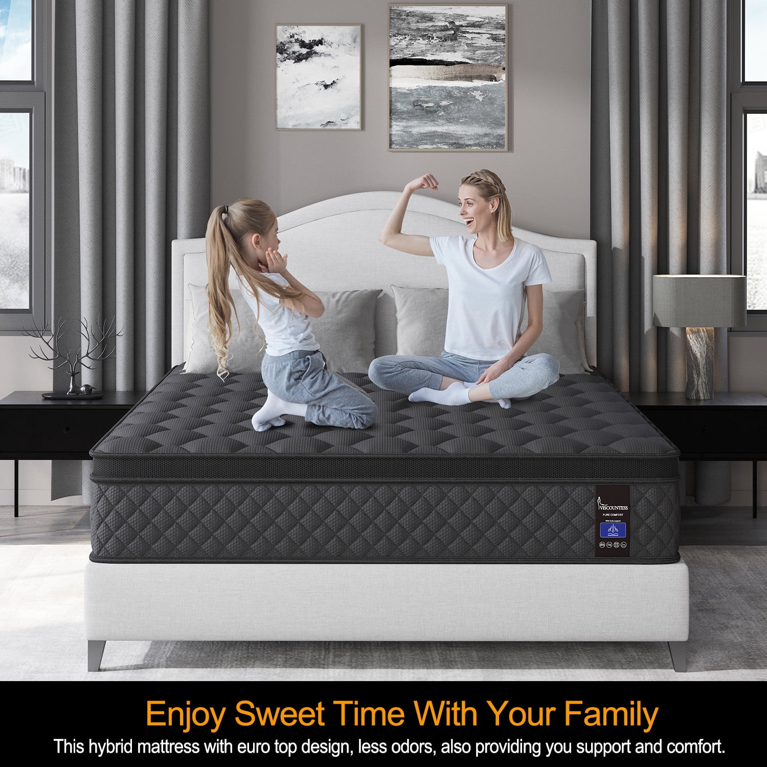 Viscountess King Mattress 10 Inch Hybrid Mattress in a Box Gel Foam Mattress Euro top Individually Wrapped Pocket Coils Innerspring Mattress Pressure Relief