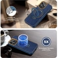 thumbnail image 3 of for iPhone 14 Pro Max Case with Magnetic Invisible Ring Stand Compatible with Mag-Safe Leather Business Shockproof Military Grade Protection Classic Luxury Phone Cases for Women Men,Blue, 3 of 14