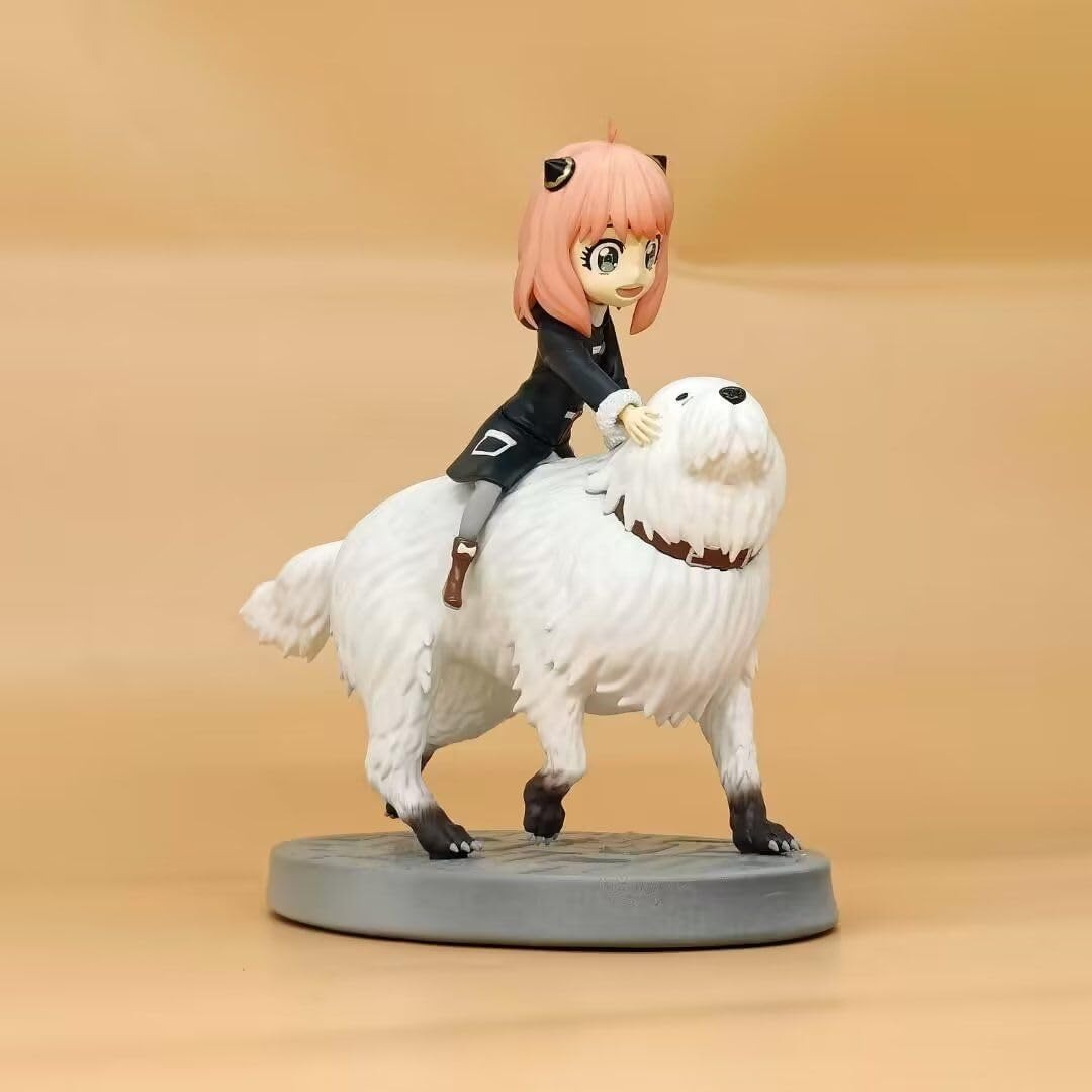 New Anya Forger Figure, Bond Figure, Anya Ride Bond Action Figures 22cm/8.7inch Handmade PVC Statues Collectible Souvenirs for Anime Fans Gifts