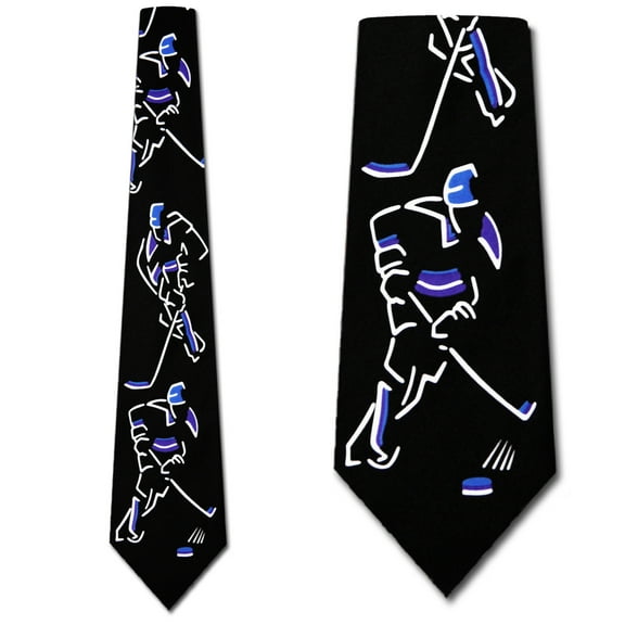 Hockey Images (Black and Blue) Necktie Mens Tie