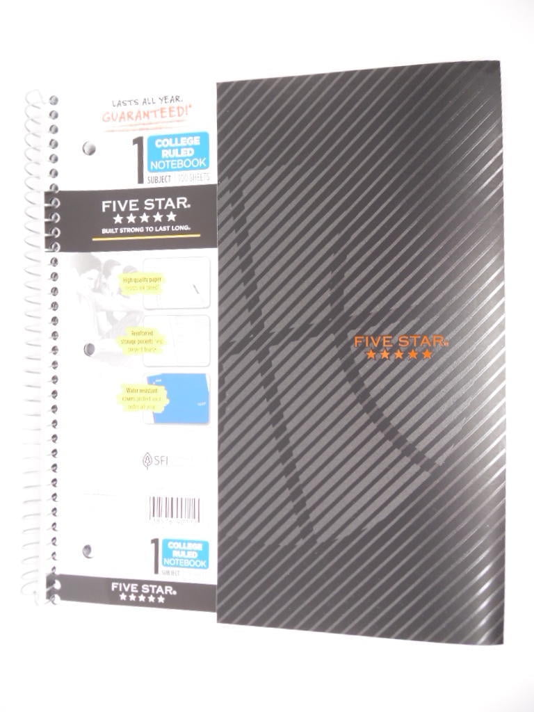 Mead Five Star 1 Subject College Ruled Notebook 100 Sheets Black Basketball